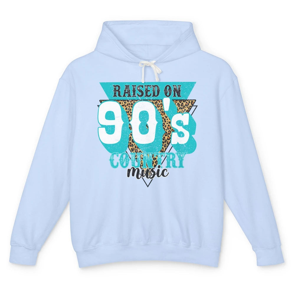 Retro Leopard Raised On 90s Country Music Western Cowgirl Unisex Lightweight Hoodie