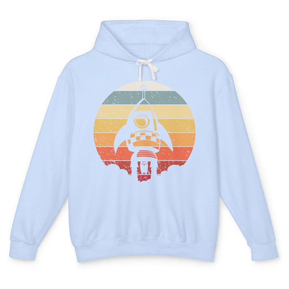 Retro Astronaut Spaceship Spacecraft Spaceman Rocket Launch Unisex Lightweight Hoodie