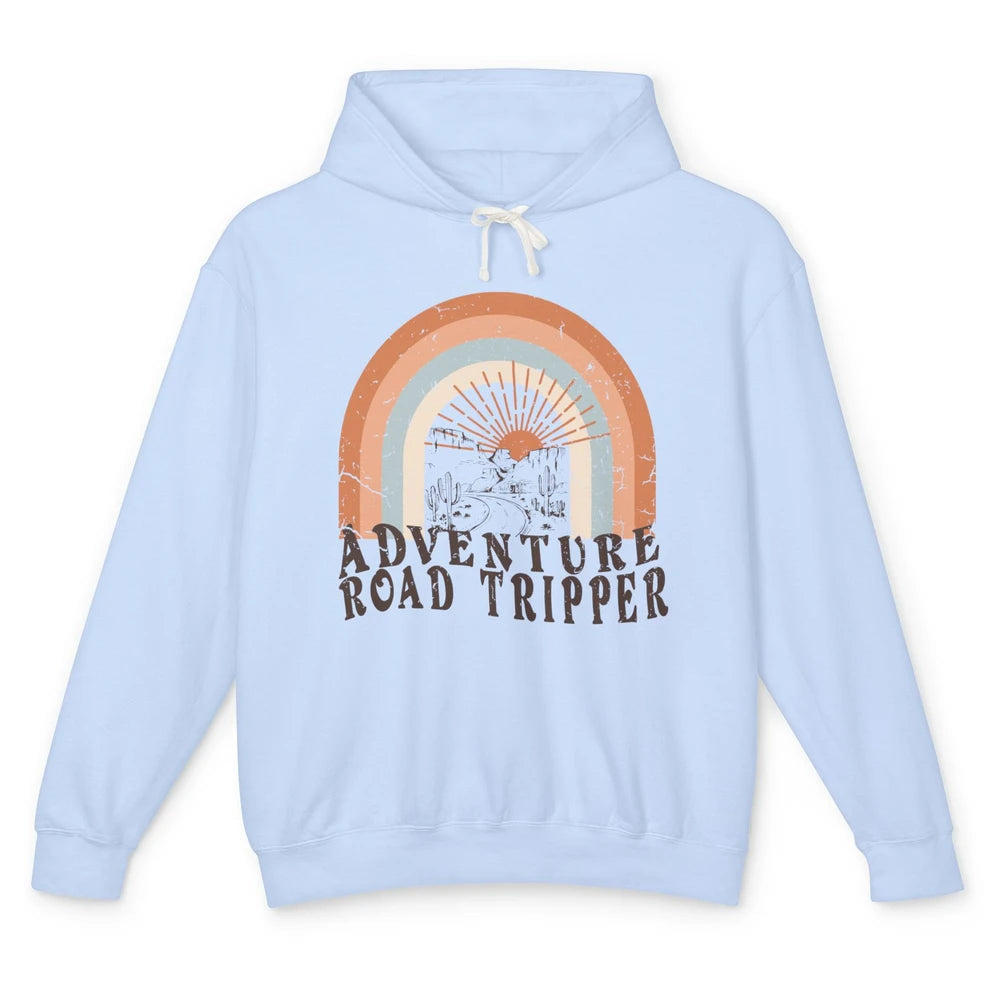 Retro Desert Sunrise Rainbow Adventure Road Tripper Western Unisex Lightweight Hoodie