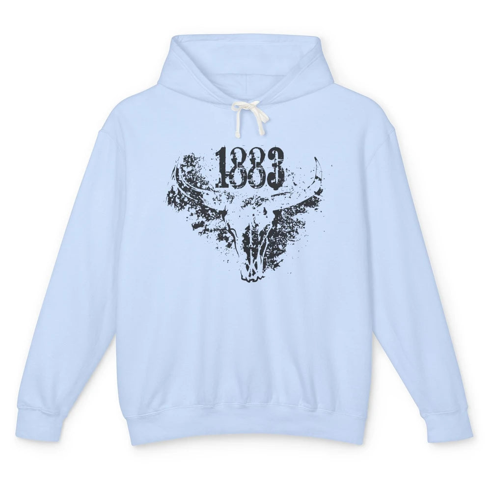 Retro Bull Skull 1883 Country Year Cowboys Western Country Unisex Lightweight Hoodie