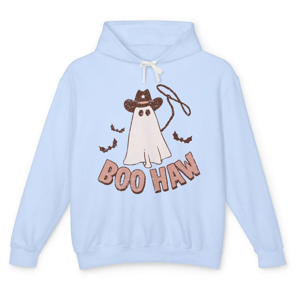Retro Cowboo Boo Haw Ghost Fall Spooky Season Western Cowboy Unisex Lightweight Hoodie