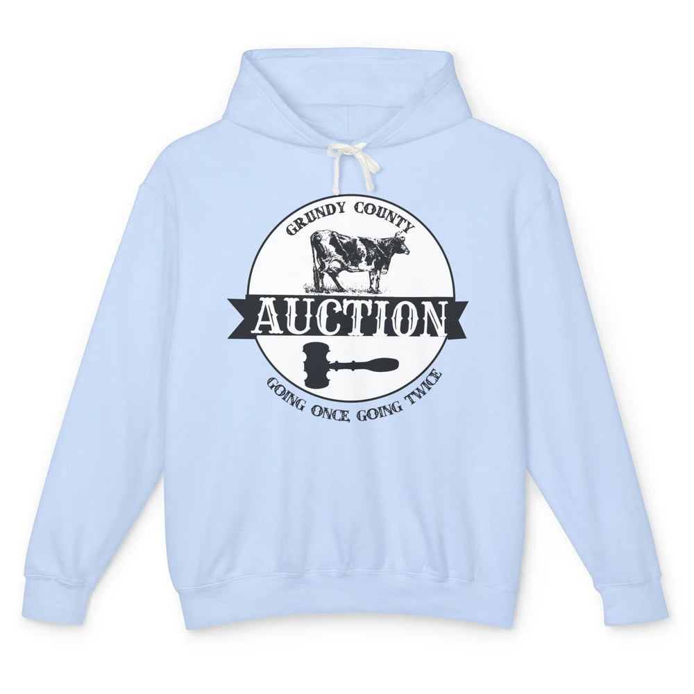 Retro Cow Cattle Grundy County Auction Western Country Farm Unisex Lightweight Hoodie