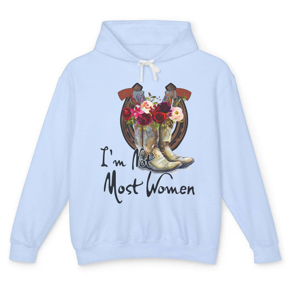Retro Floral Cowgirl Boots I'm Not Most Women Western Cowboy Unisex Lightweight Hoodie
