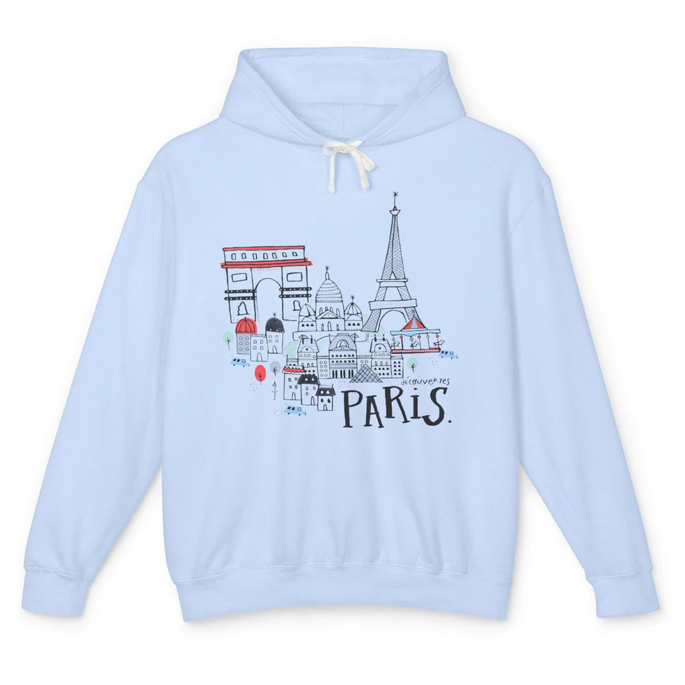 Paris Eiffel Tower Travel France Gift Paris Skyline Unisex Lightweight Hoodie