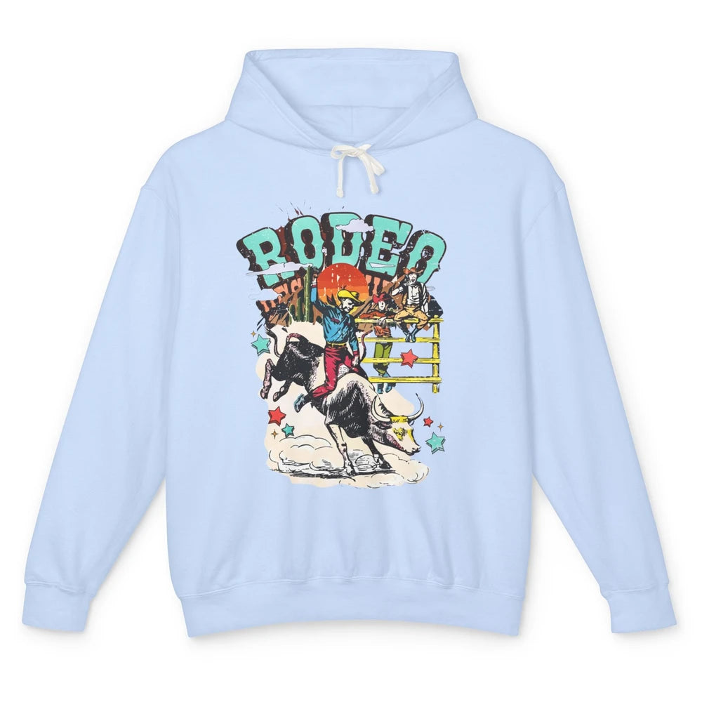Retro Cowboy Horsing Rodeo Dad Bull Racing Western Country Unisex Lightweight Hoodie