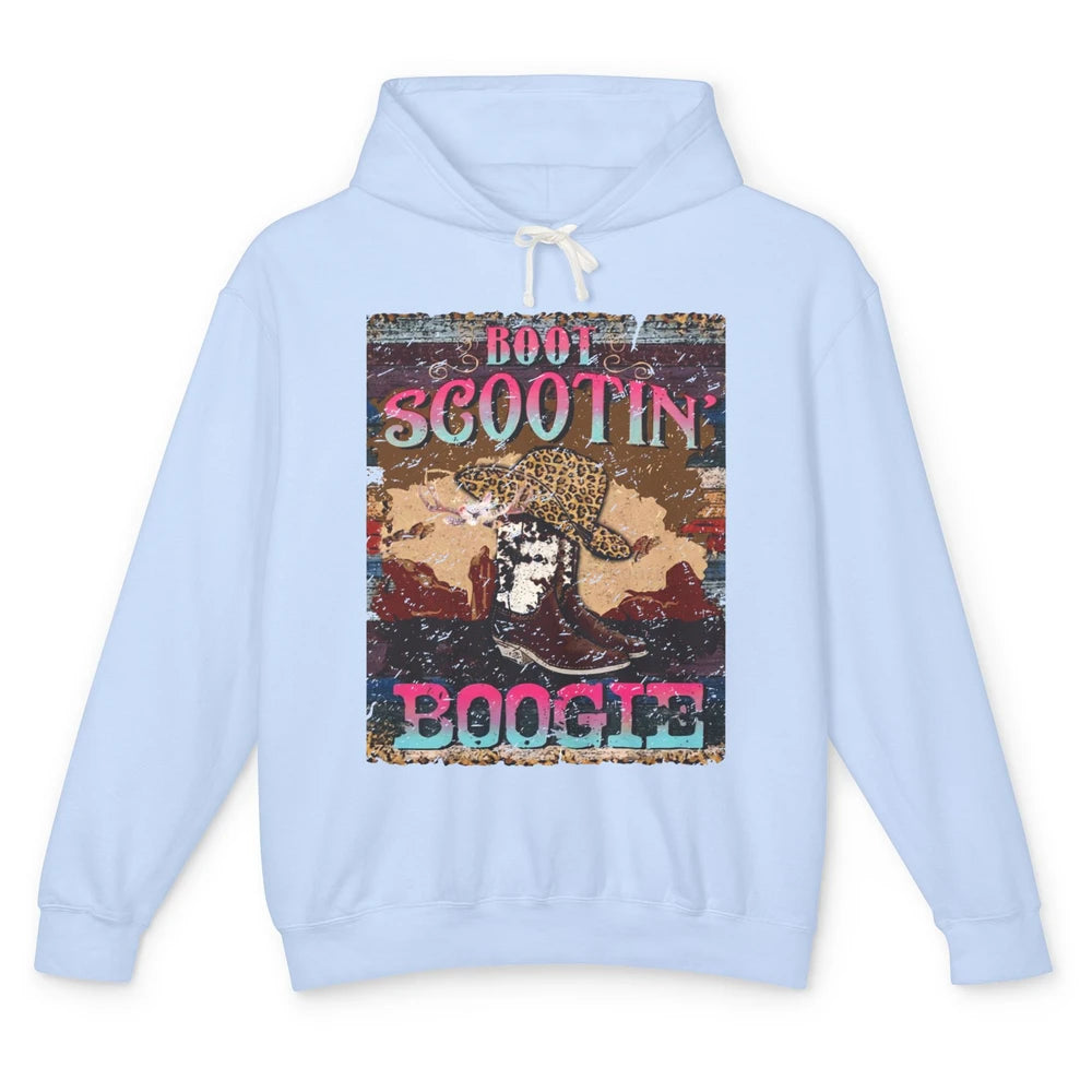 Leopard Cowboy Boots Hat Boot Scootin Boogie Western Country Unisex Lightweight Hoodie
