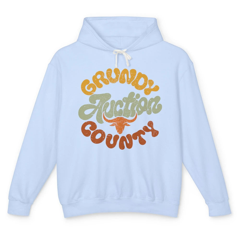 Retro Cow Cattle Grundy County Auction Western Country Farm Unisex Lightweight Hoodie
