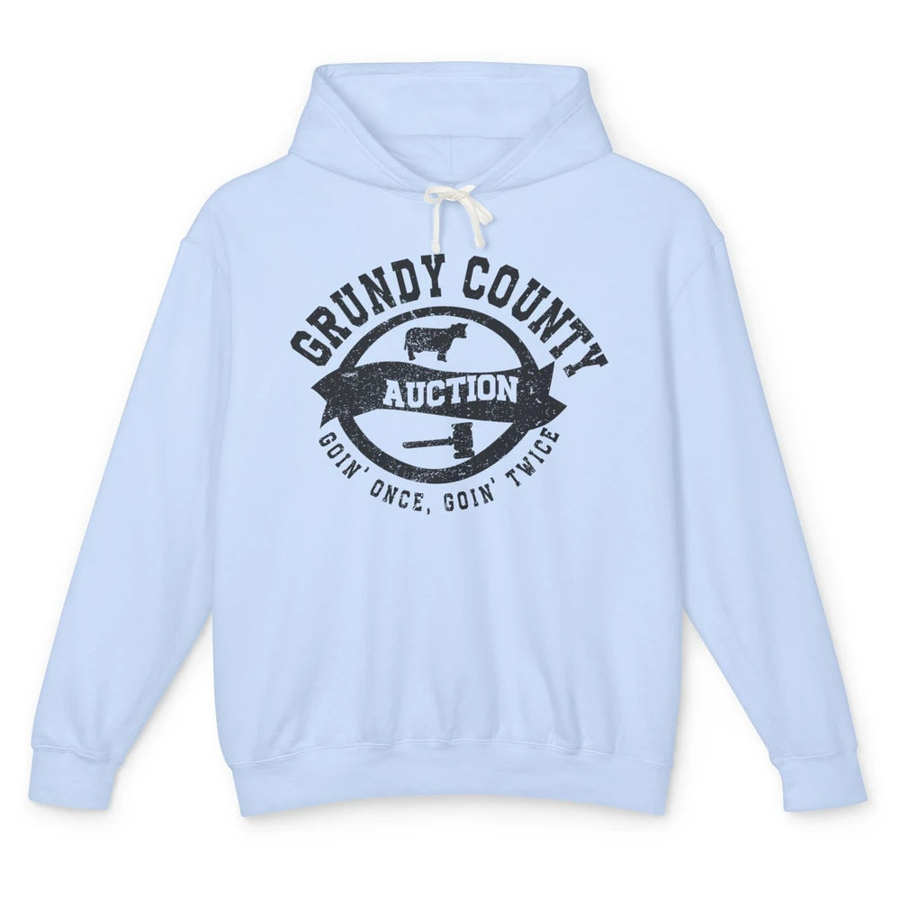 Retro Bull Skull Grundy County Auction Western Country Farm Unisex Lightweight Hoodie