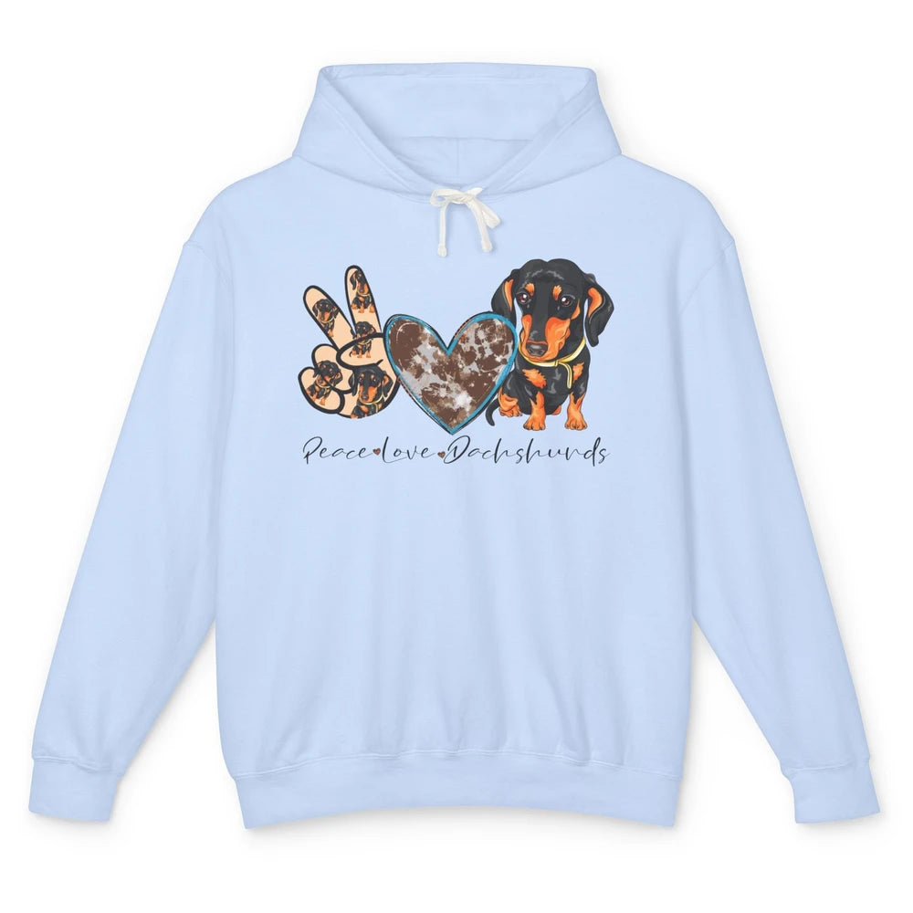 Peace Love Dachshund Dog Mom Dachshund Lovers Wiener Mom Unisex Lightweight Hoodie