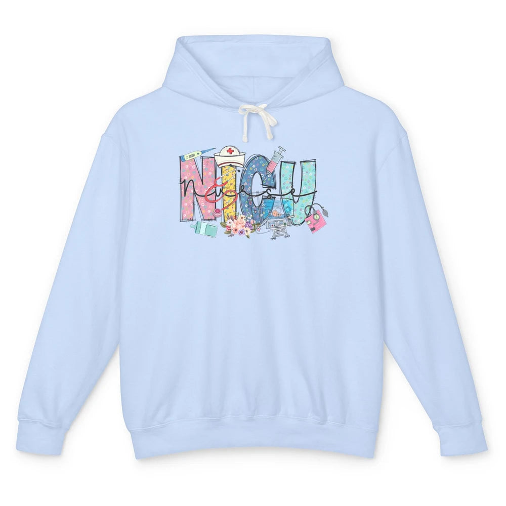 Nicu Nurse Registered Therapist Nursing Floral Leopard Care Unisex Lightweight Hoodie