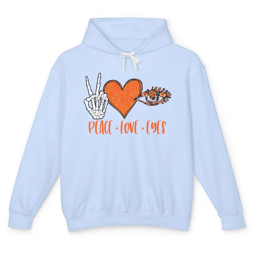Optician Halloween Peace Love Eyes Optometrist Pumpkin Gift Unisex Lightweight Hoodie