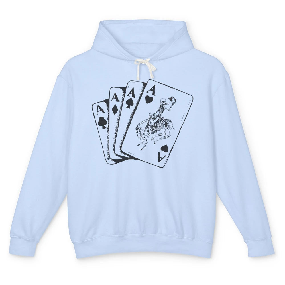 Skeleton Cowboy Horsing Playing Cards Western Cowboy Rodeo Unisex Lightweight Hoodie