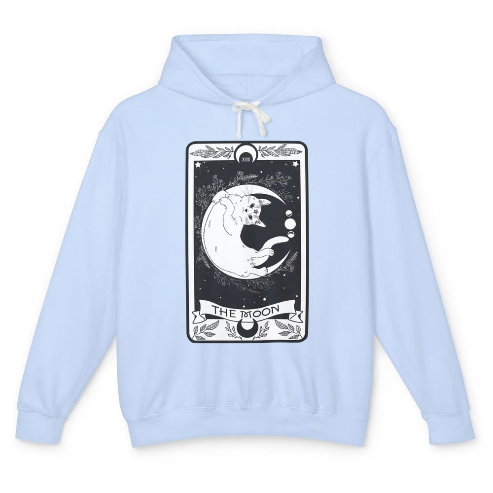 Retro Halloween Gothic Cat The Moon Tarot Card Witchcraft Unisex Lightweight Hoodie