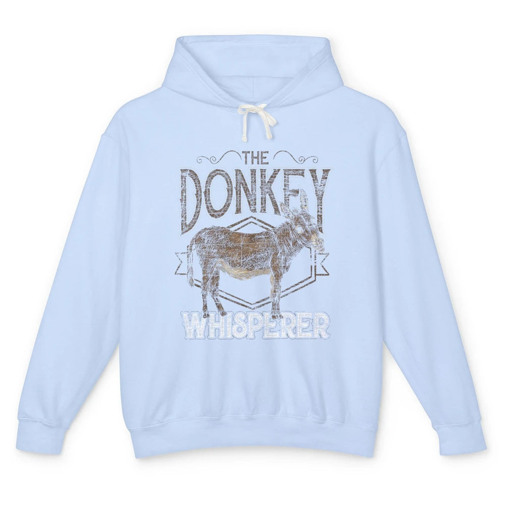 Retro Donkey Whisperer Farming Life Farm Animal Funny Donkey Unisex Lightweight Hoodie