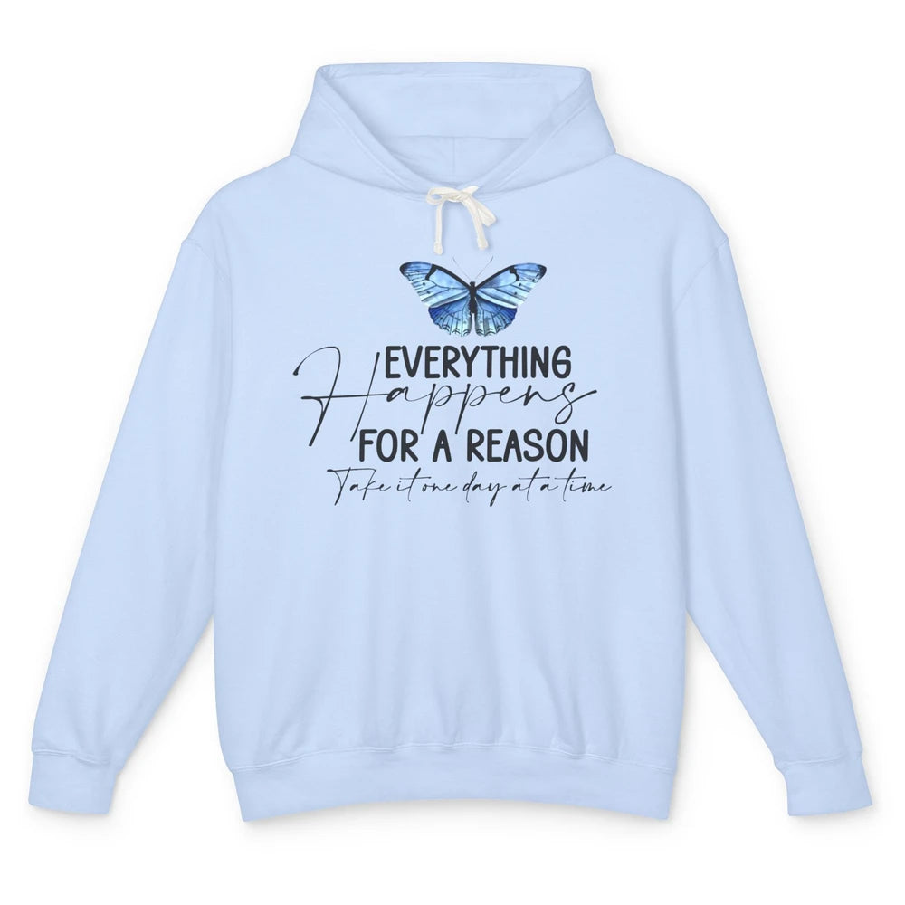 Retro Groovy Everything Happens For A Reason Inspirational Unisex Lightweight Hoodie