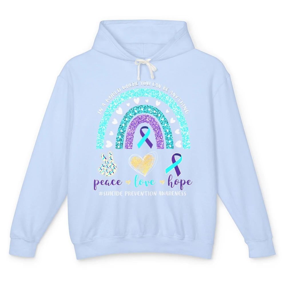Peace Hope Love Rainbow Suicide Prevention Awareness Month Unisex Lightweight Hoodie