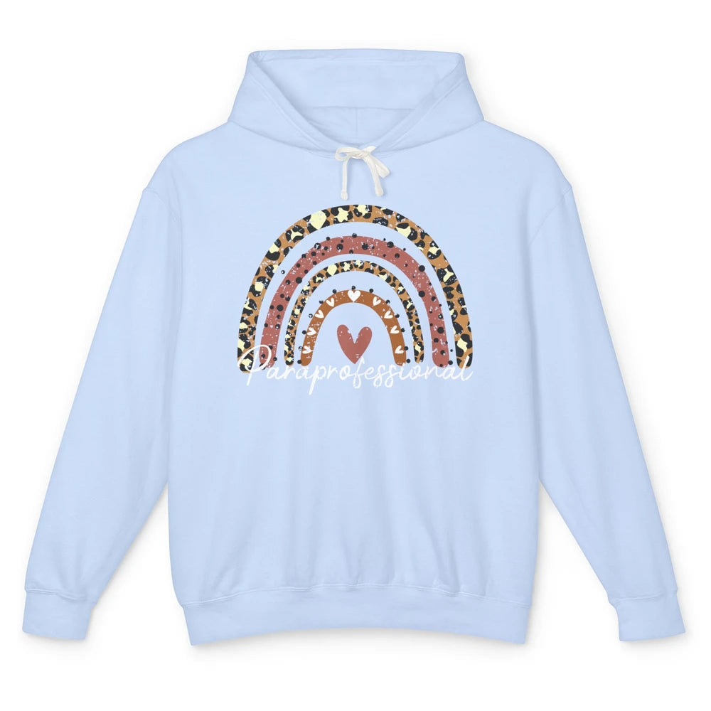 Retro Paraprofessional Life Rainbow Leopard Para Teacher Unisex Lightweight Hoodie