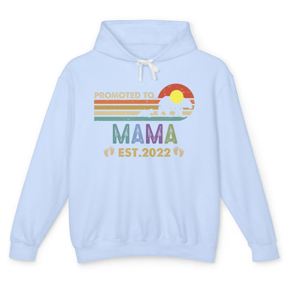 Retro Mama Bear Promoted To Mama Est 2022 First Mothers Day Unisex Lightweight Hoodie