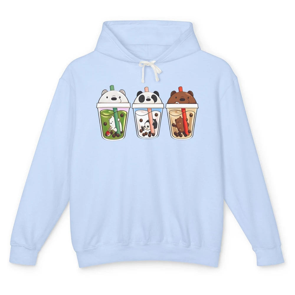 Panda Milk Tea Bears Milk Tea Animal Drinking Boba Lovers Unisex Lightweight Hoodie