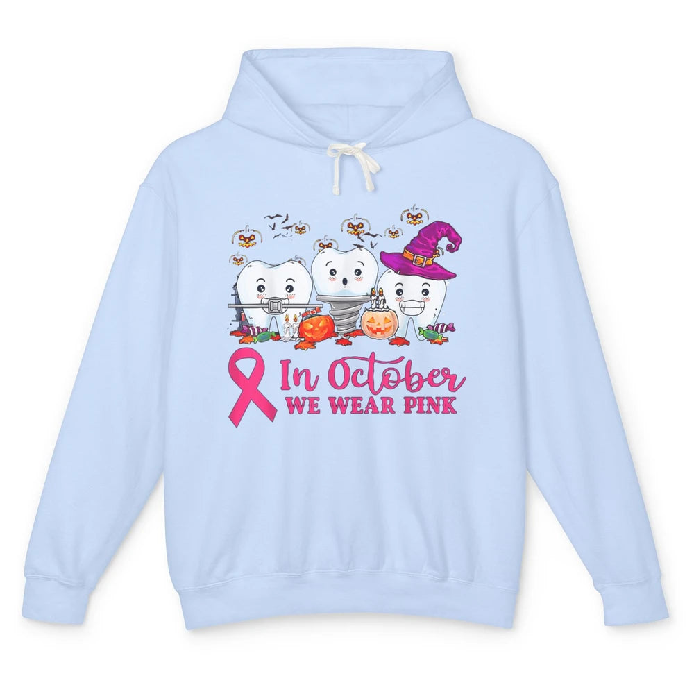 Dental Dentist Teeth October Wear Pink Breast Cancer Month Unisex Lightweight Hoodie