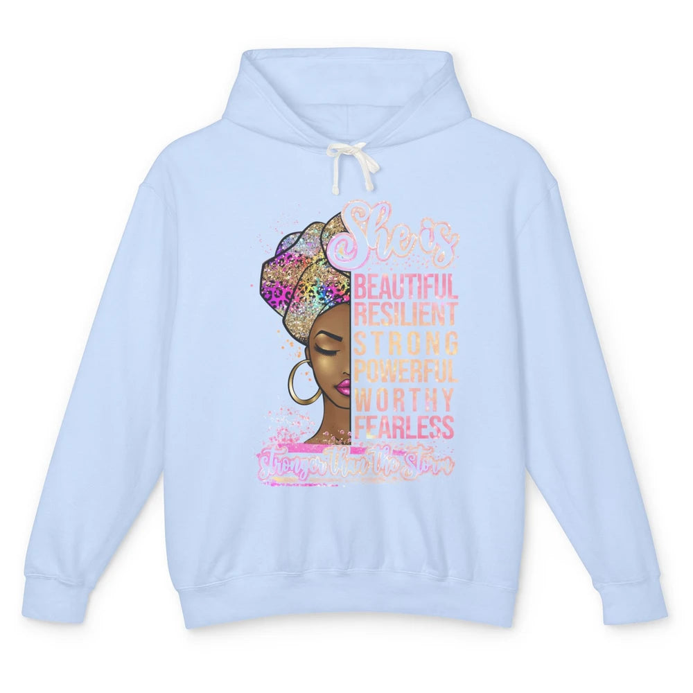 Afro Woman Strong Than Storm Melanin African American Woman Unisex Lightweight Hoodie