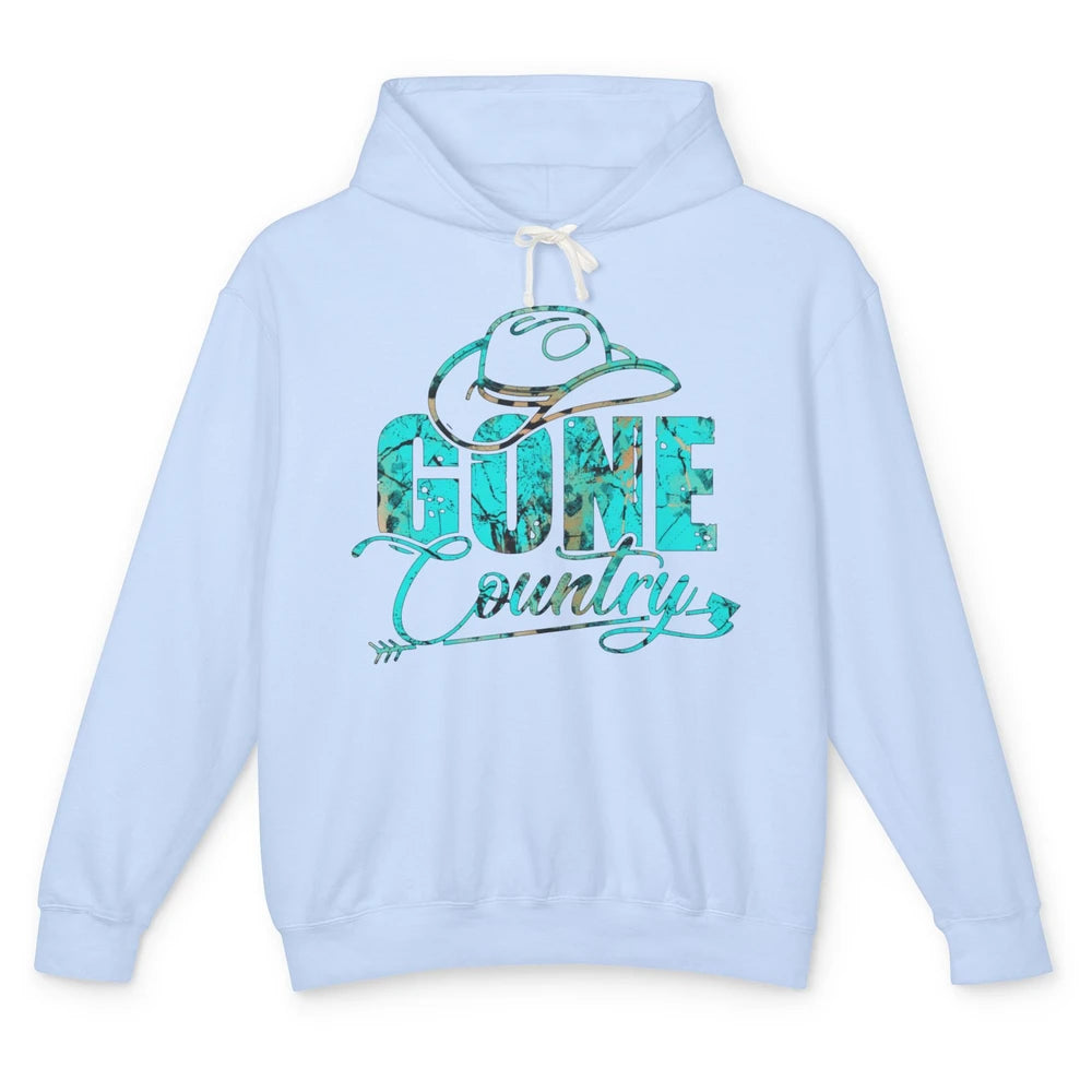 Retro Cowboy Hat Gone Country Western Country Cowgirl Gift Unisex Lightweight Hoodie