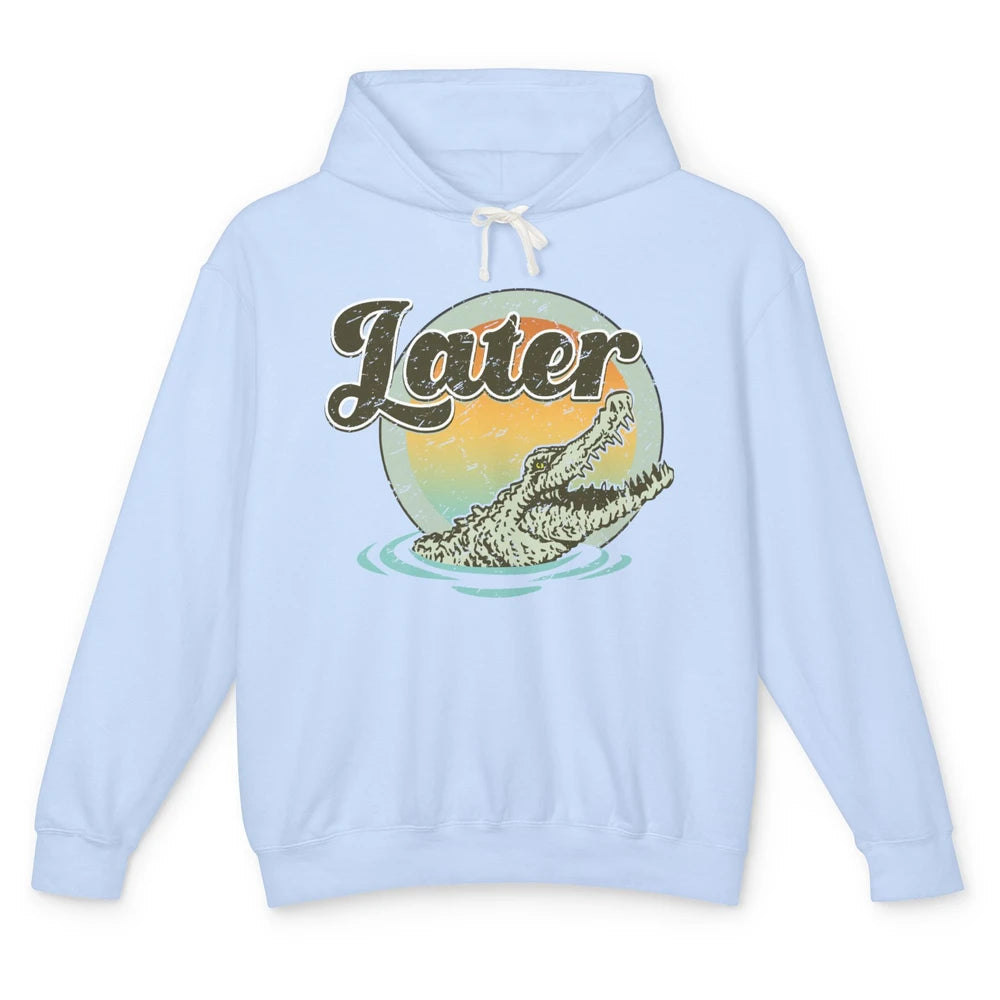 Retro Crocodile Later Take Sunset Nature Lazy Crocodile Gift Unisex Lightweight Hoodie