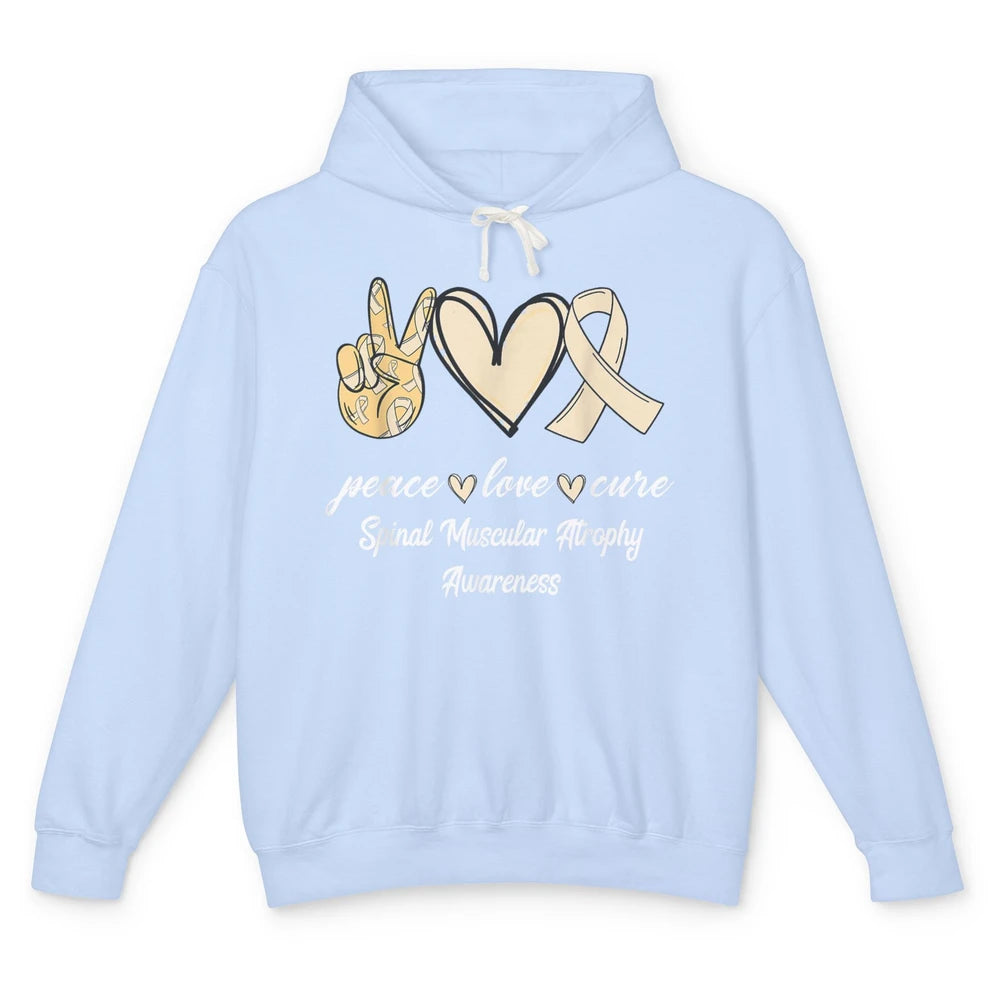 Peace Love Cure Cream Ribbon Spinal Muscular Atrophy SMA Unisex Lightweight Hoodie