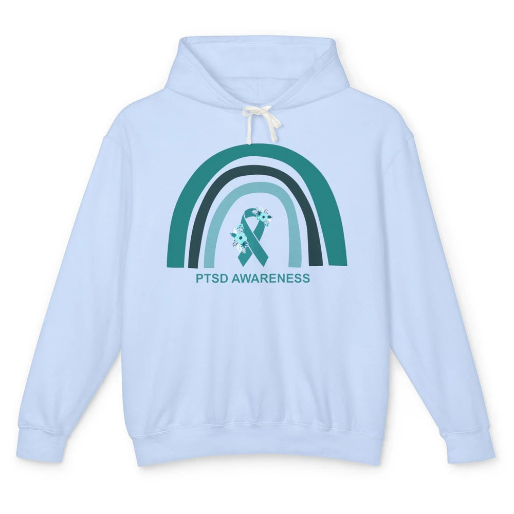 Post-traumatic Stress Disorder Awareness PTSD Teal Ribbon Unisex Lightweight Hoodie
