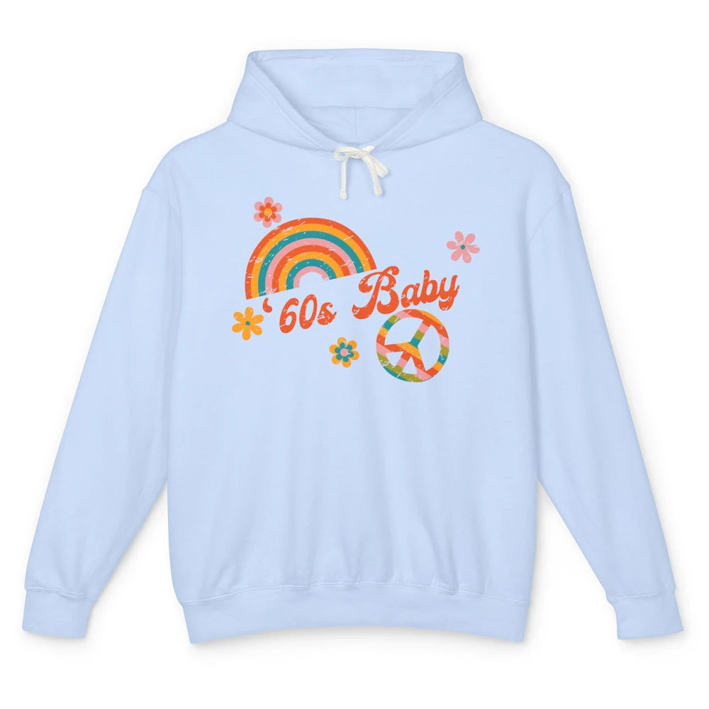 Retro Rainbow 60s Baby Made In 60s 1960s Born Birthday Day Unisex Lightweight Hoodie