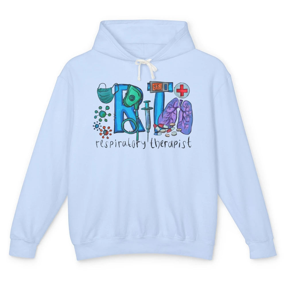 Respiratory Therapist Western Respiratory Therapy Hand Drawn Unisex Lightweight Hoodie