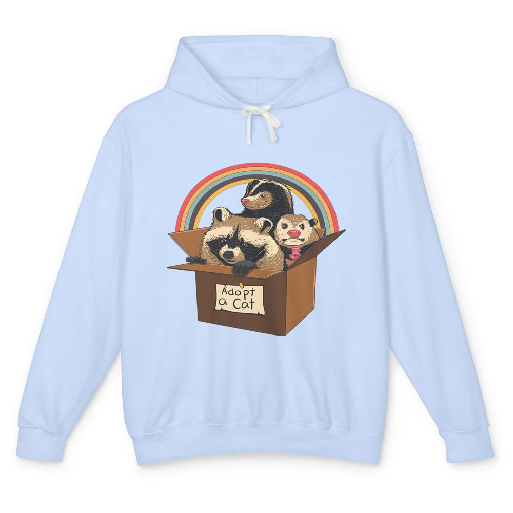 Retro Adopt A Cat Raccoon Panda Skunk Possum Adoption Street Unisex Lightweight Hoodie