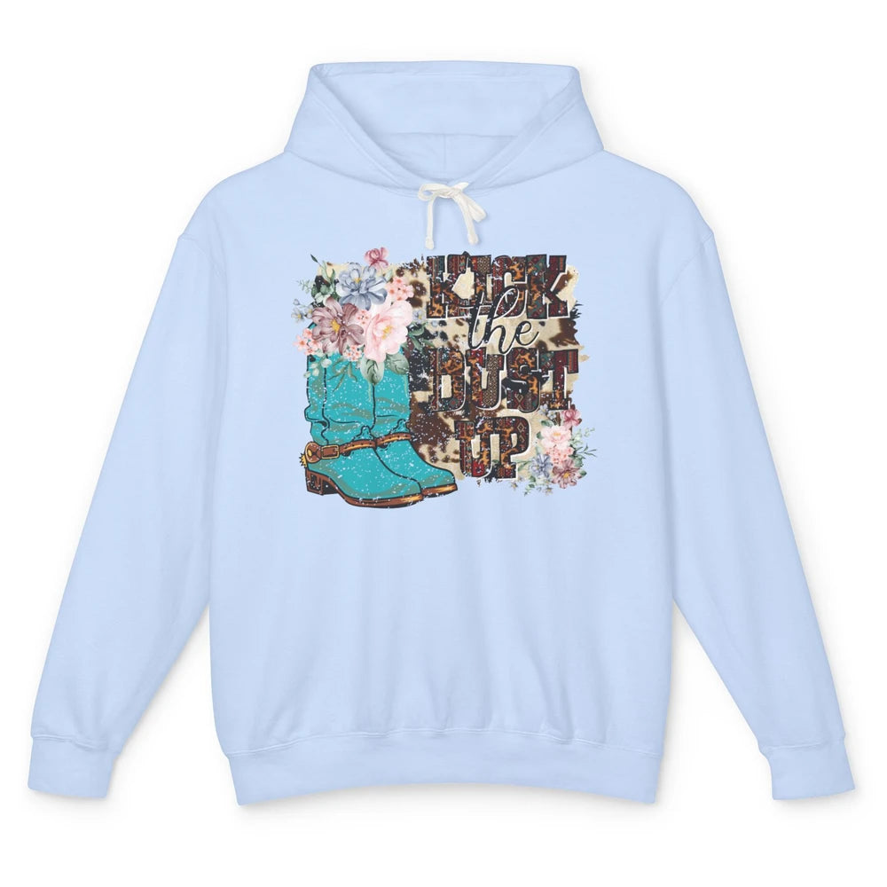 Retro Floral Cowgirl Boot Kick The Dust Up Western Country Unisex Lightweight Hoodie
