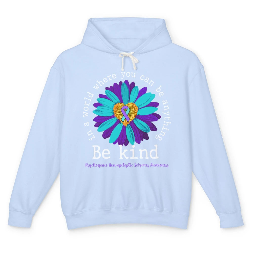 PNES Awareness Purple Teal Ribbon Sunflower Be Kind Unisex Lightweight Hoodie