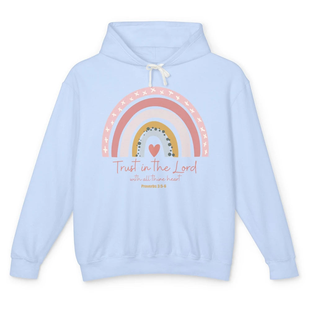 Rainbow Trust In The Lord With All Heart Christian Religious Unisex Lightweight Hoodie