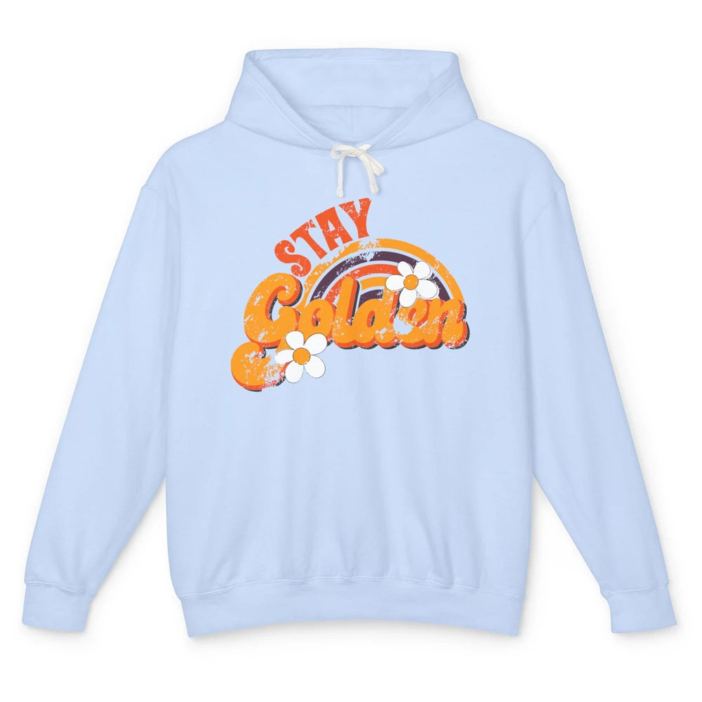 Retro Daisy Rainbow Stay Golden Summer Vintage Positive Life Unisex Lightweight Hoodie