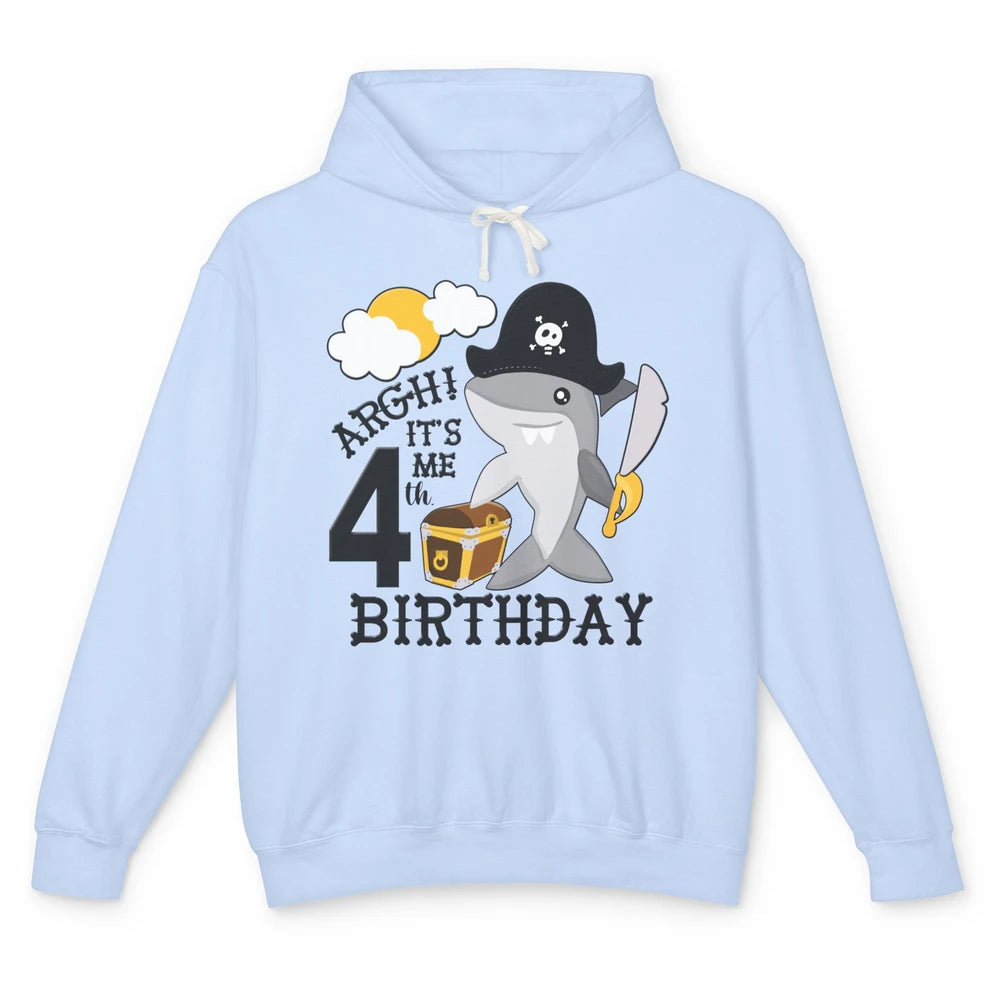 Pirate Shark 4th Birthday Party 4th Birthday Boy Girl Gift Unisex Lightweight Hoodie