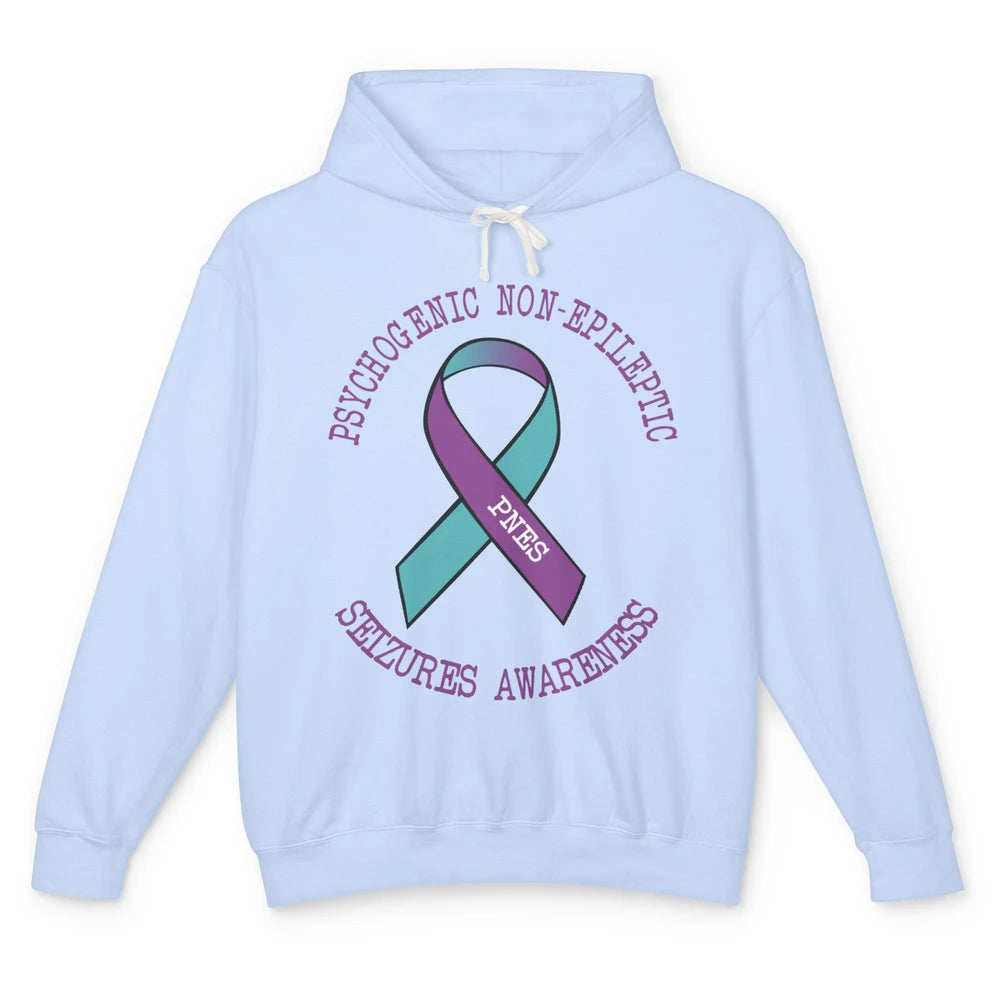 Psychogenic Non-epileptic Seizures PNES Purple Teal Ribbon Unisex Lightweight Hoodie