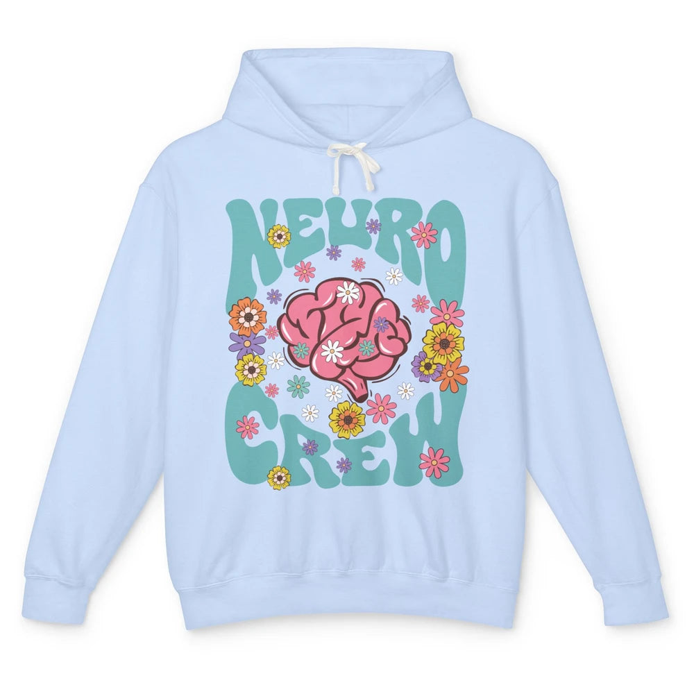 Retro Floral Neuro Crew Nurse Life Neurologist Neuroscience Unisex Lightweight Hoodie