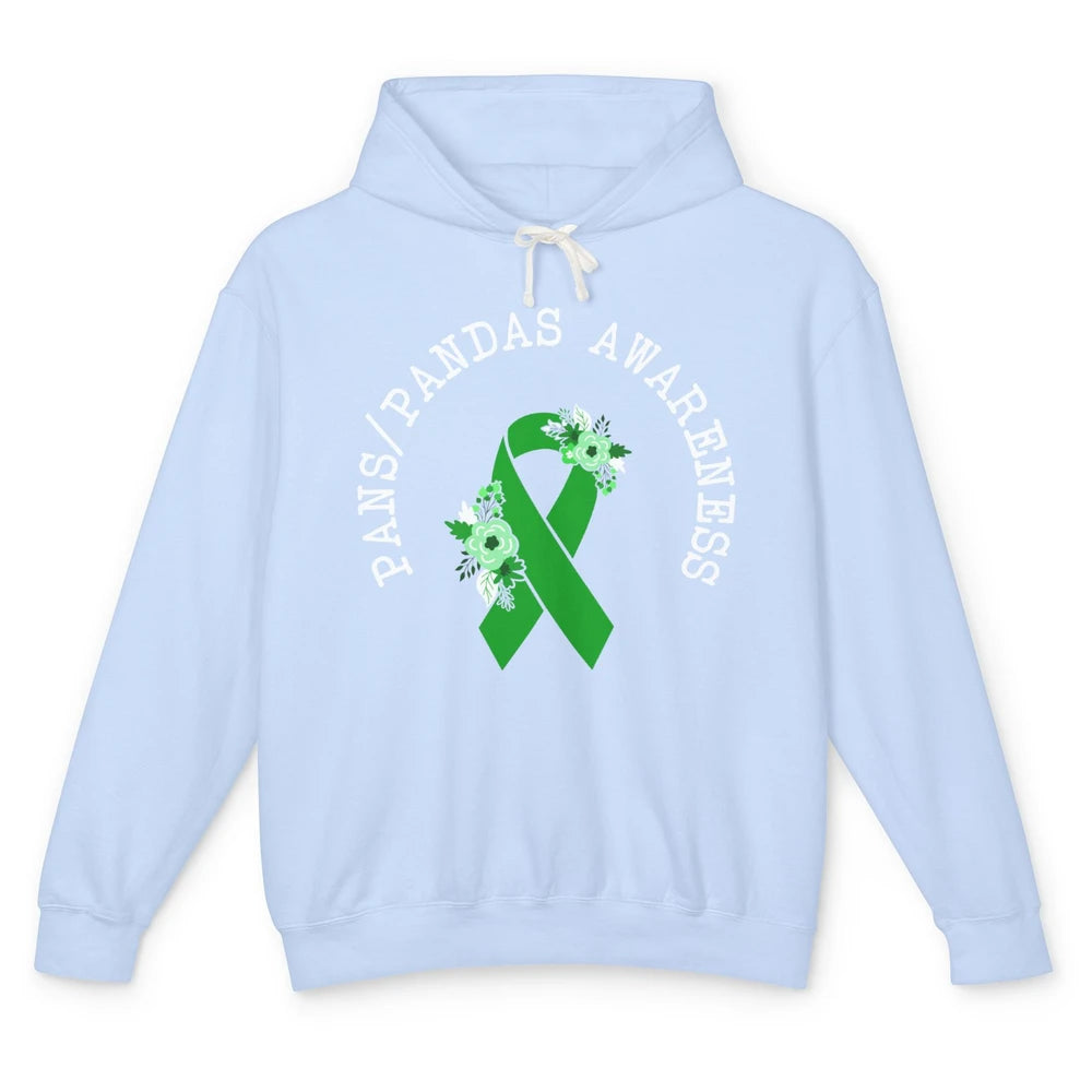 PANS/PANDAS Awareness Floral Green Ribbon Pans Disease Unisex Lightweight Hoodie