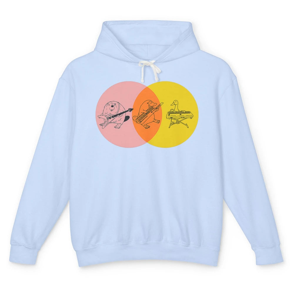 Keytar Platypus Venn Diagram Pink Orange Yellow Guitar Music Unisex Lightweight Hoodie