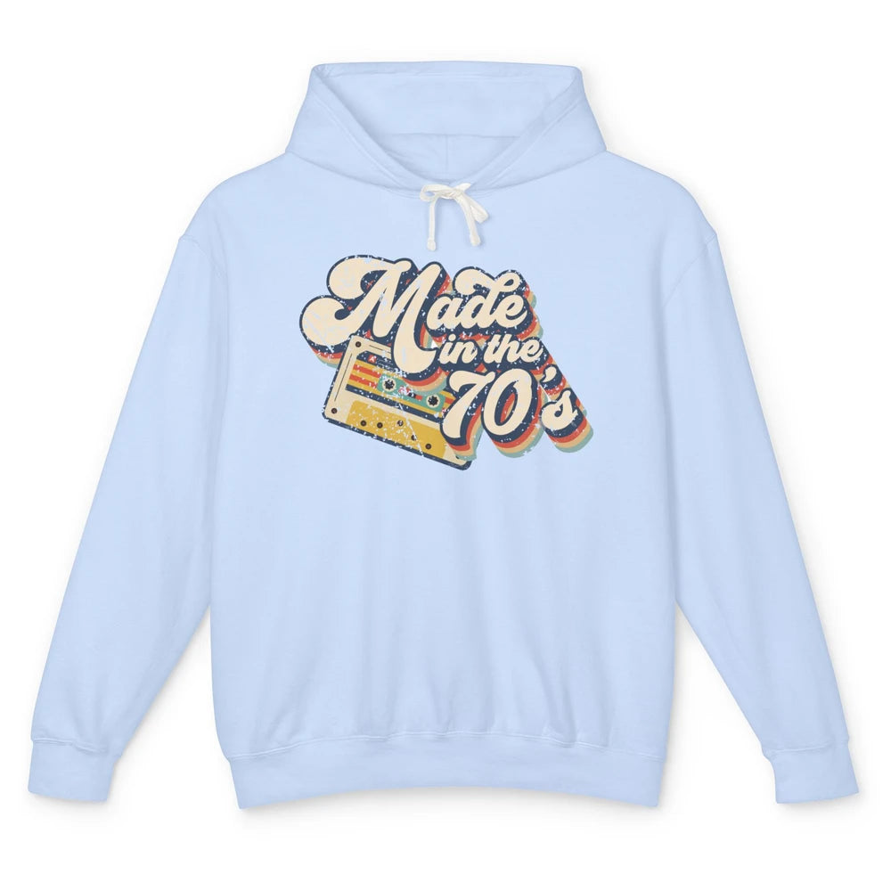 Retro Cassette Made In The 70's 1970s Born Birthday Day Gift Unisex Lightweight Hoodie