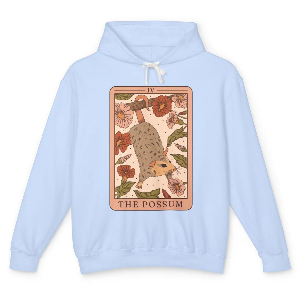 Possum Tarot Card Floral Possum Cat Lovers Team Trash Unisex Lightweight Hoodie