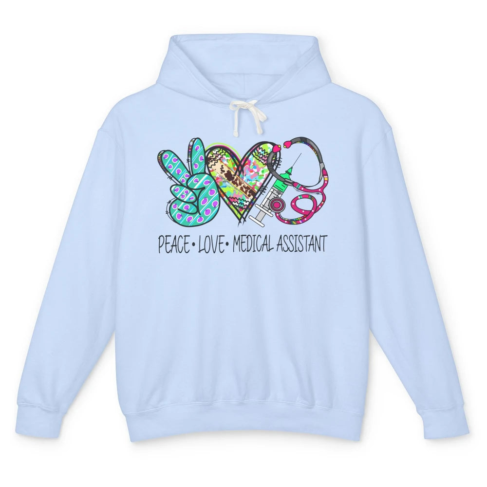 Peace Love Medical Assistant Leopard Stethoscope Nurse Life Unisex Lightweight Hoodie
