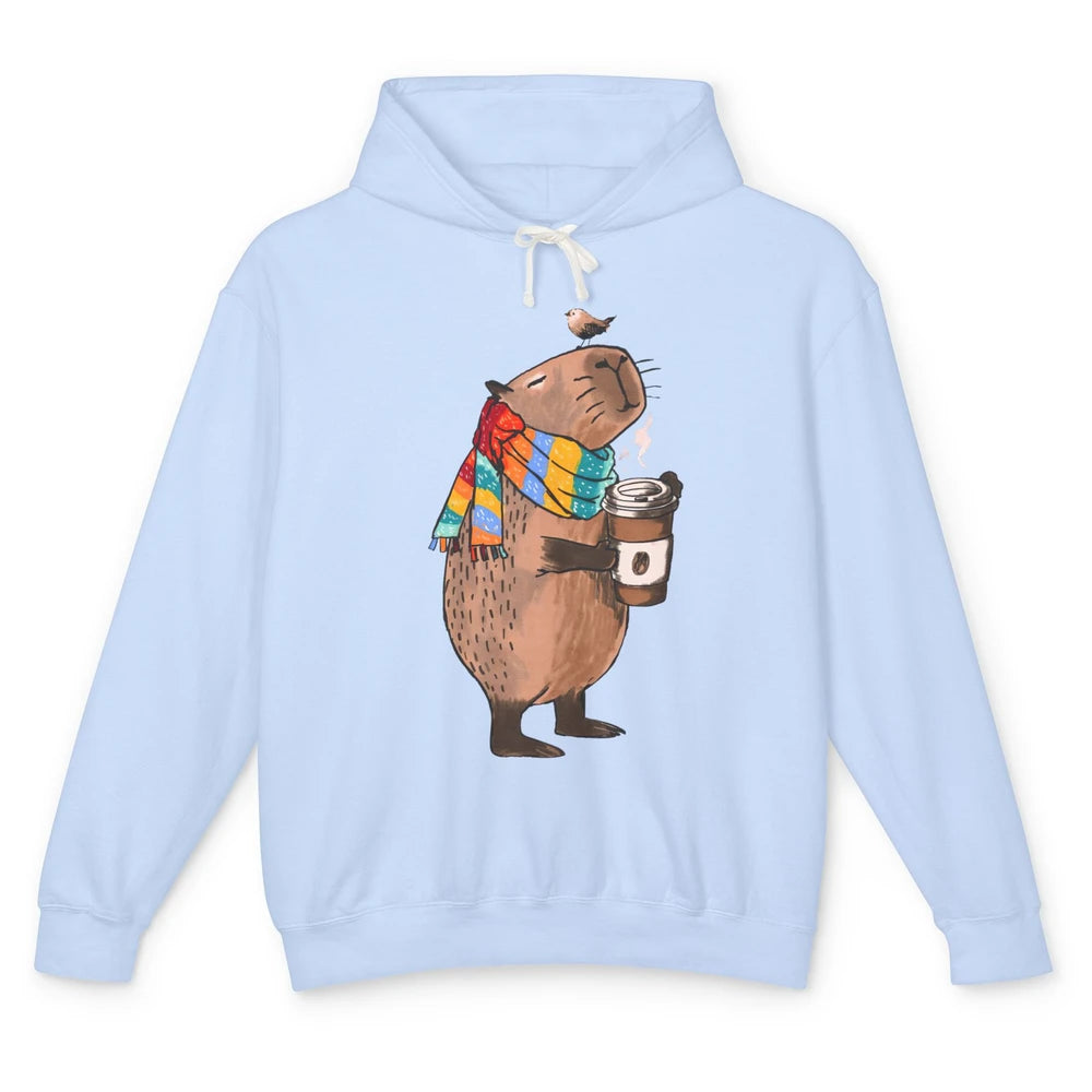 Retro Capybara Drinking Coffee Animal Stuffed Capybara Lover Unisex Lightweight Hoodie