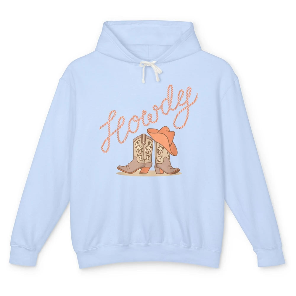 Retro Howdy Cowboy Hat Boots Western Country Cowgirl Music Unisex Lightweight Hoodie