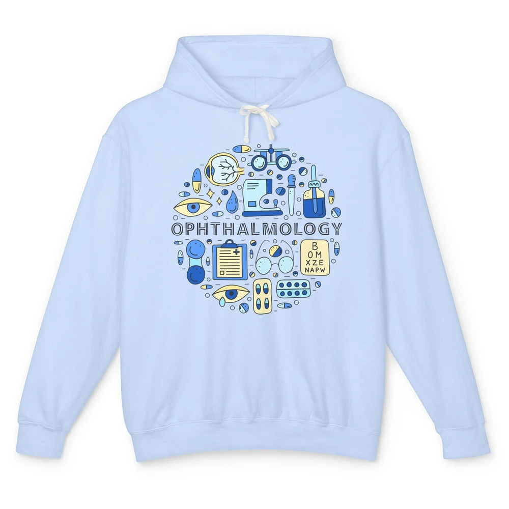 Optometrist Eye Chart Phoropter Symbols Ophthalmology Tech Unisex Lightweight Hoodie