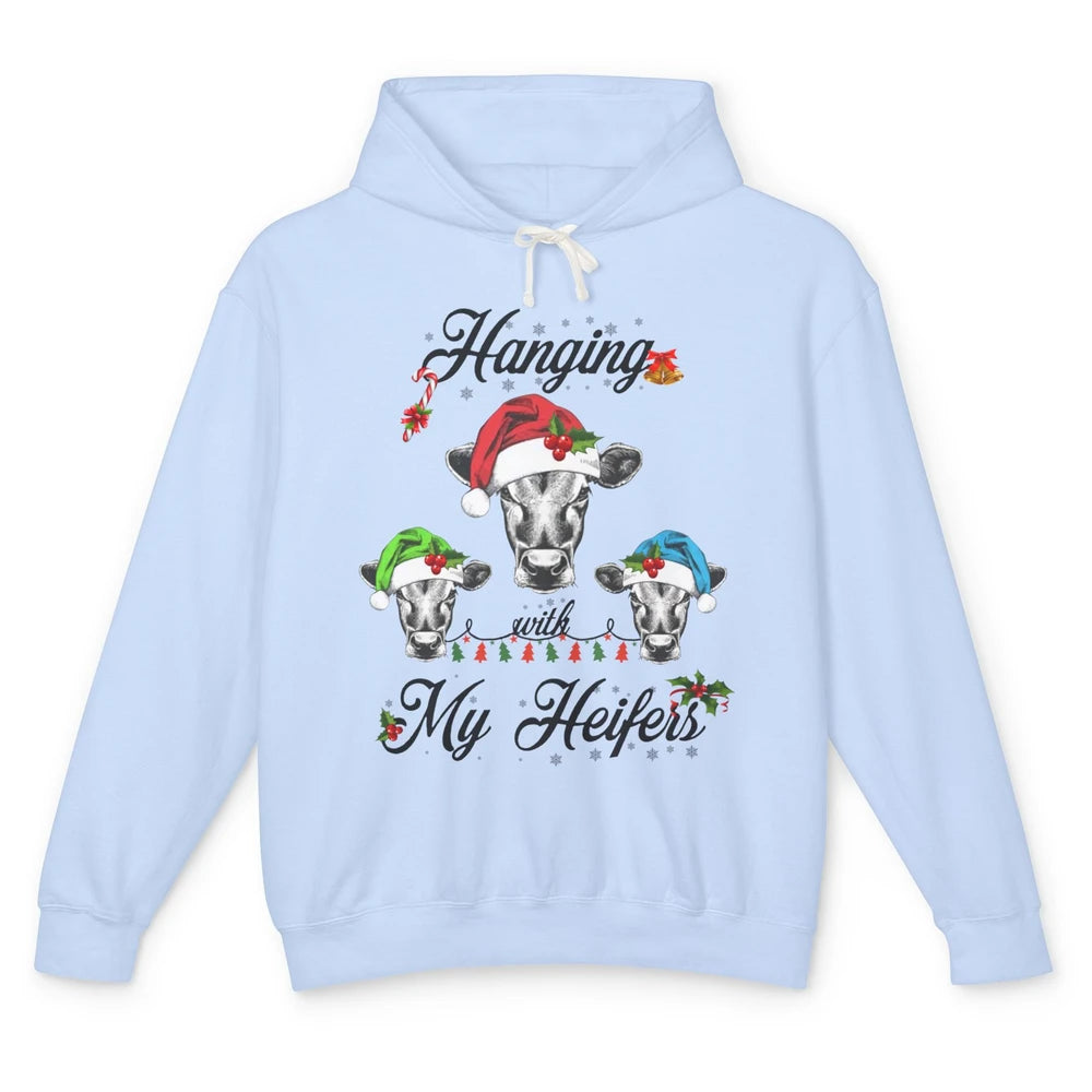 Funny Hanging With My Heifers Santa Heifer Christmas Costume Unisex Lightweight Hoodie