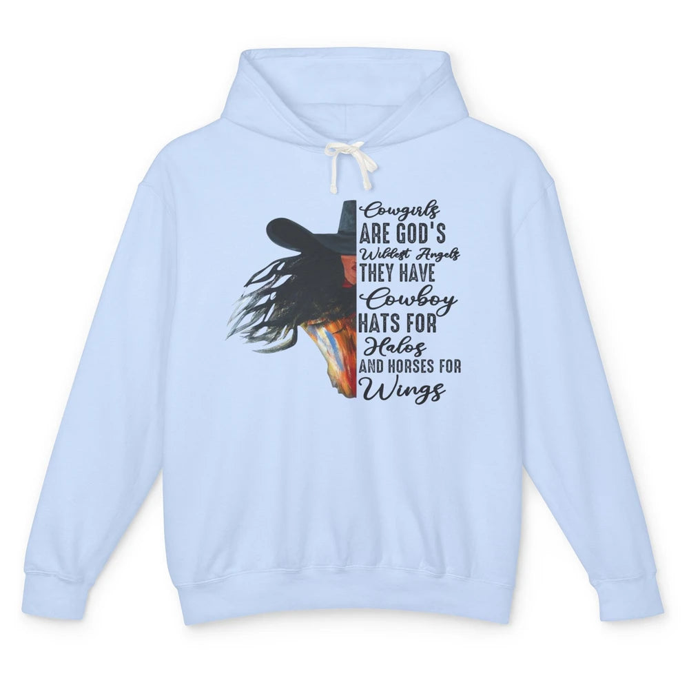 Retro Cowgirls Are God's Wildest Angel Western Country Rodeo Unisex Lightweight Hoodie