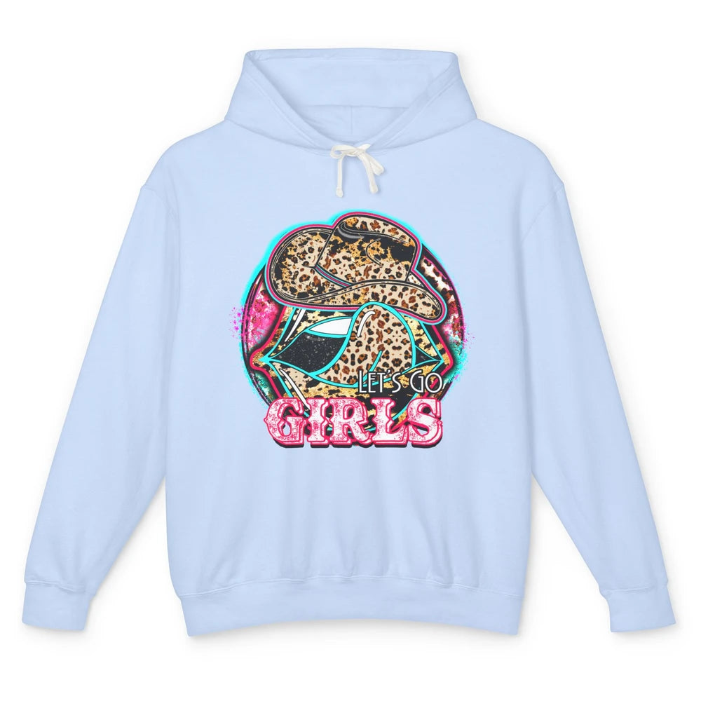Retro Leopard Cowboy Boots Let's Go Girls Western Cowgirls Unisex Lightweight Hoodie